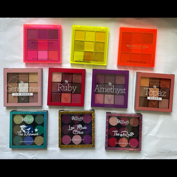 💜Eyeshadow bundle 9 color x 10 palette lot Gorgeous Revolution Neon 24K Ruby - Picture 2 of 13